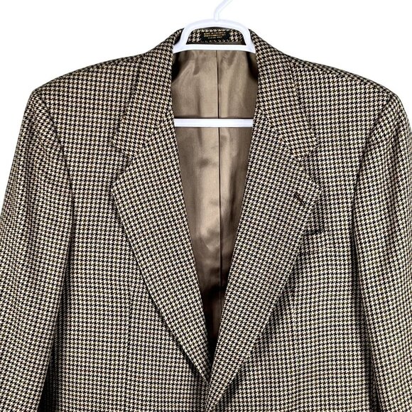 Oscar De La Renta Mens 43R Houndstooth Wool Blazer Jacket Sportcoat Timeless - Picture 5 of 16